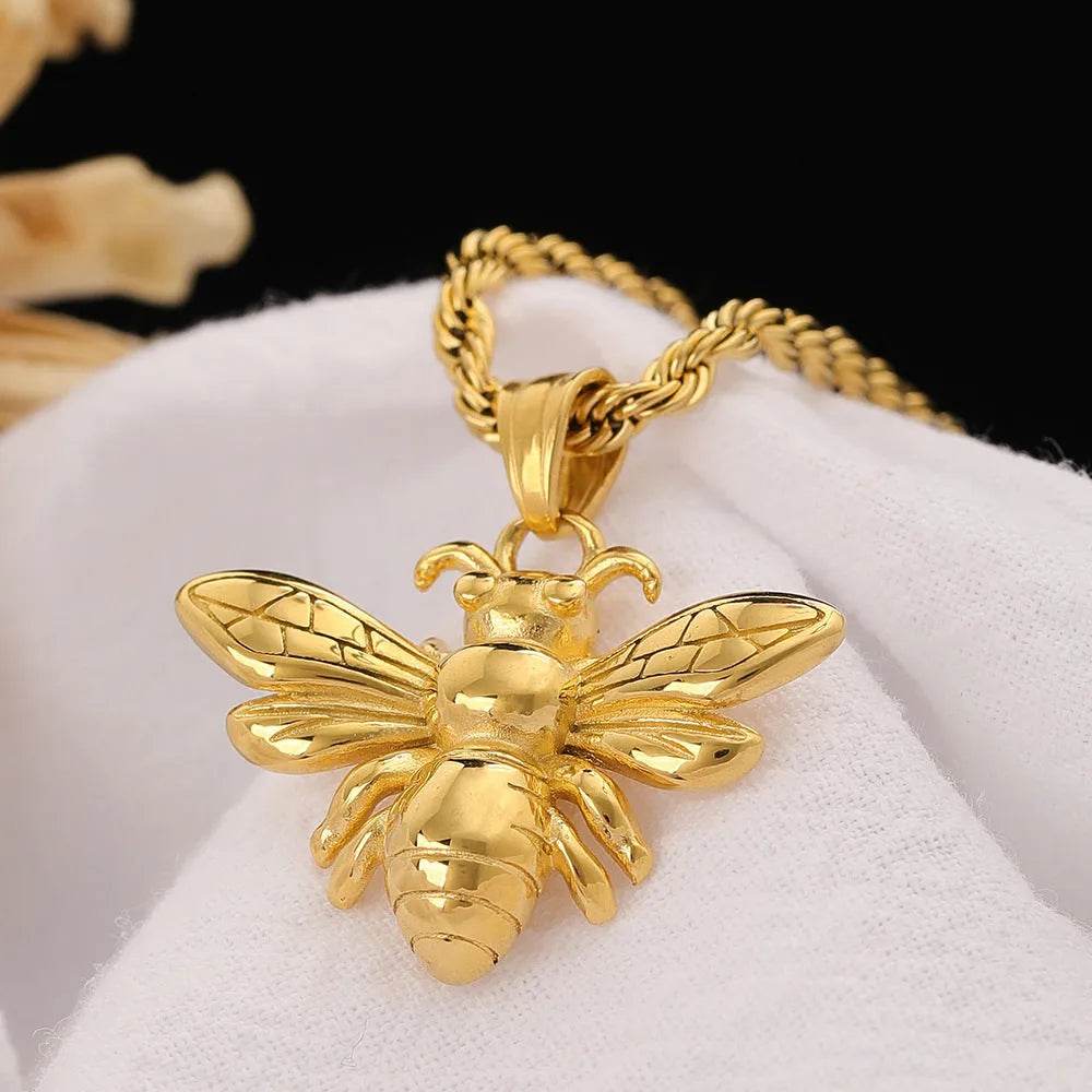 Titanium Steel Bee Necklace Stainless Steel gold - EX-STOCK Canada