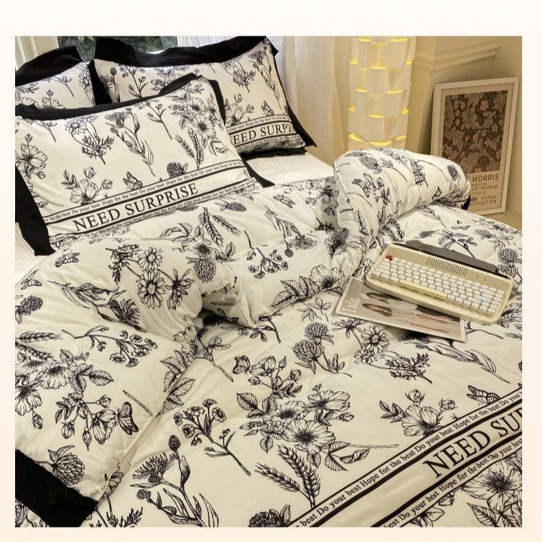 Couette en coton lavé brossé épais Hepburn noir avec dentelle, chaudeEX-STOCK Canada