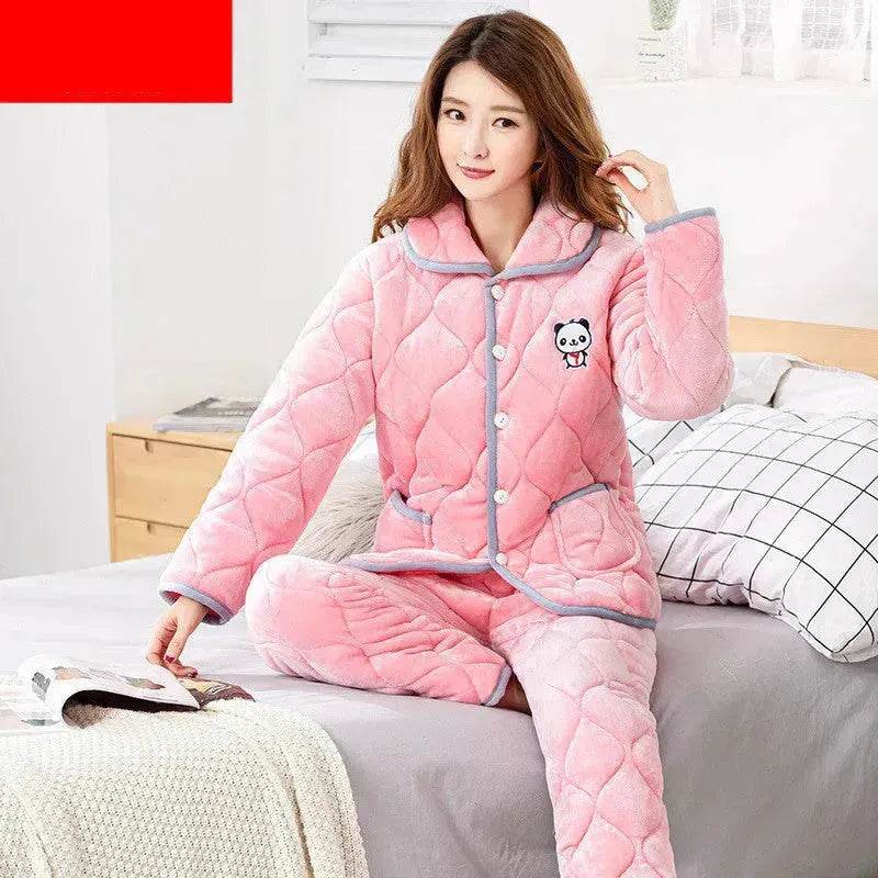 Plus Velvet Coral Winter Outfit Can Be Worn Outside Winter and Autumn pajamas and Sleepwear Loungewear - EX-STOCK Canada