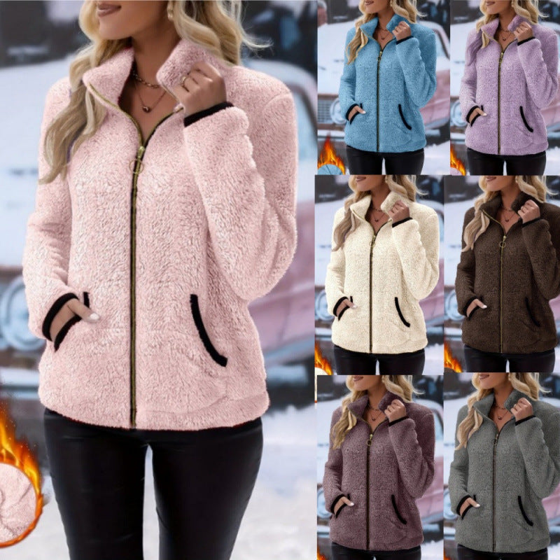 Double-Sided Fleece Zip-Up Cardigan - Casual Plush Hooded Jacket for Men Women Winter Warm Outerwear | EX-STOCK product gallery photo 1