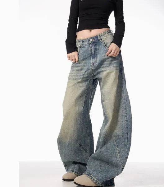 American Retro Washed Distressed Loose Wide-leg Baggy Jeans Pant For Women - EX-STOCK Canada