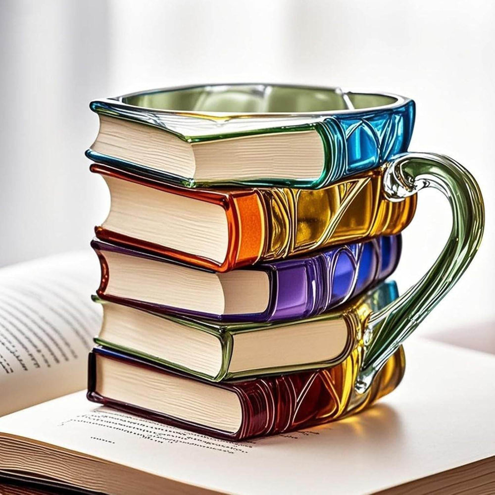 Painted Book Coffee Cup Unique Book Stacking Coffee Cup - EX-STOCK Canada