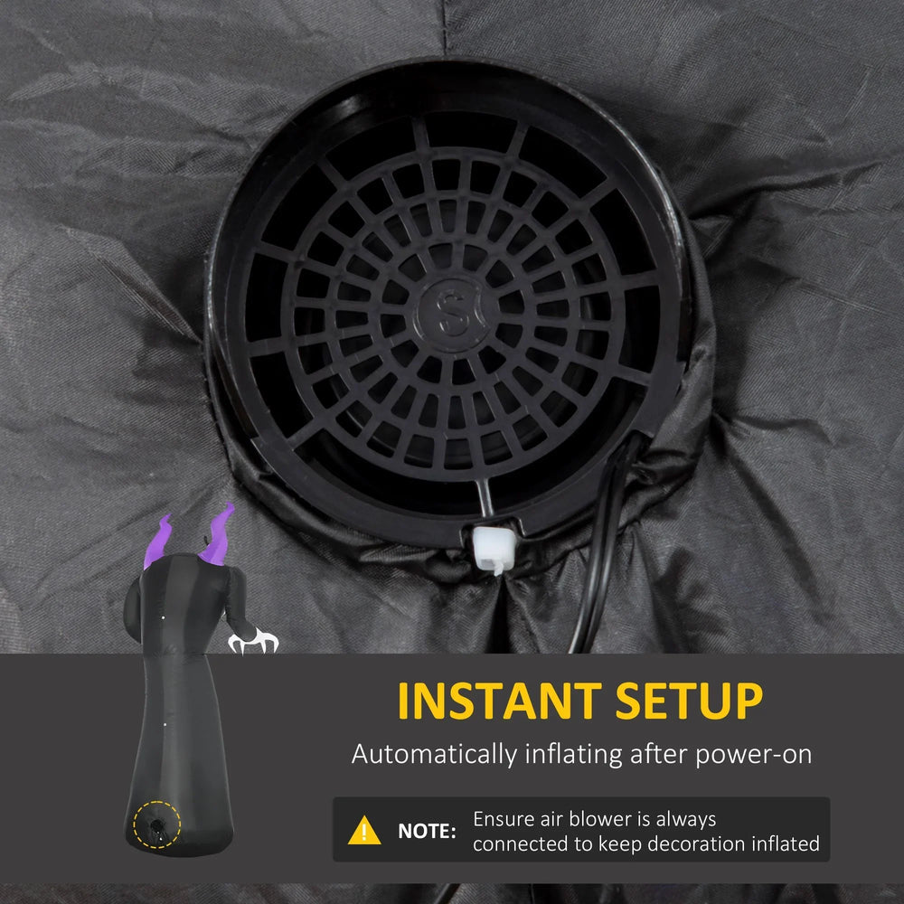 7ft Inflatable Halloween Ghost With Horns, Blow-Up Outdoor LED Yard Display With Flame Effect For Garden, Lawn, Yard, Party, Holiday EX-STOCK Canada