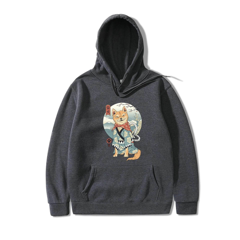Women Shiba Inu Dog Illustration Printed Casual Hooded Sweater - EX-STOCK Canada