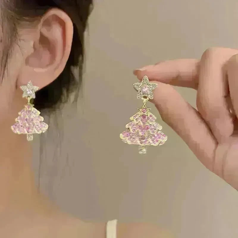 Micro-inlaid Christmas Tree Earrings Female Design Fashion - EX-STOCK CANADA