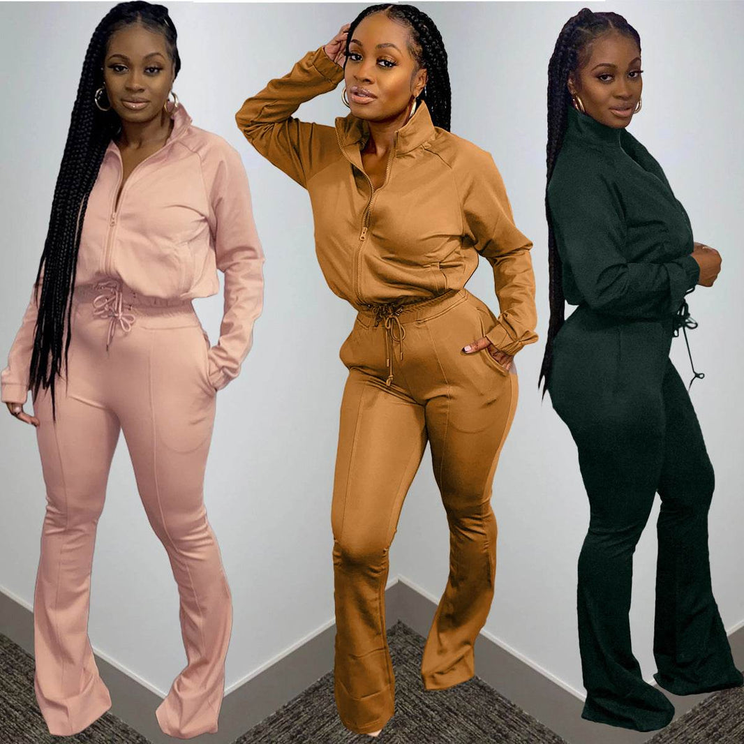 Women 2pcs Long sleeve Wide leg Pant set - EX-STOCK Canada