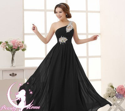 Evening dress one-shoulder dinner banquet long banquet EX-STOCK Canada