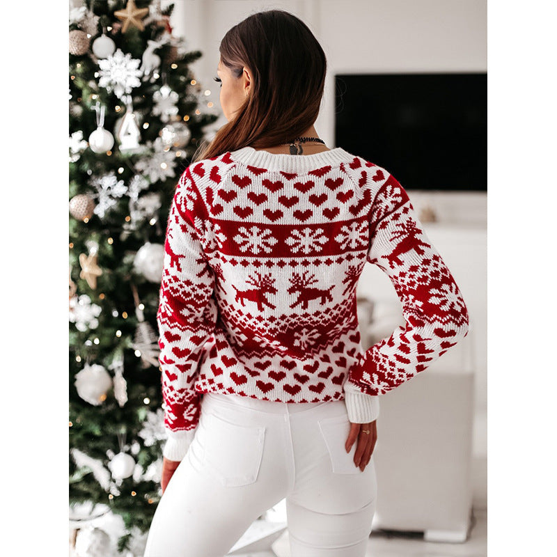 Christmas Elk Long Sleeve Knitted Sweater EX-STOCK Canada