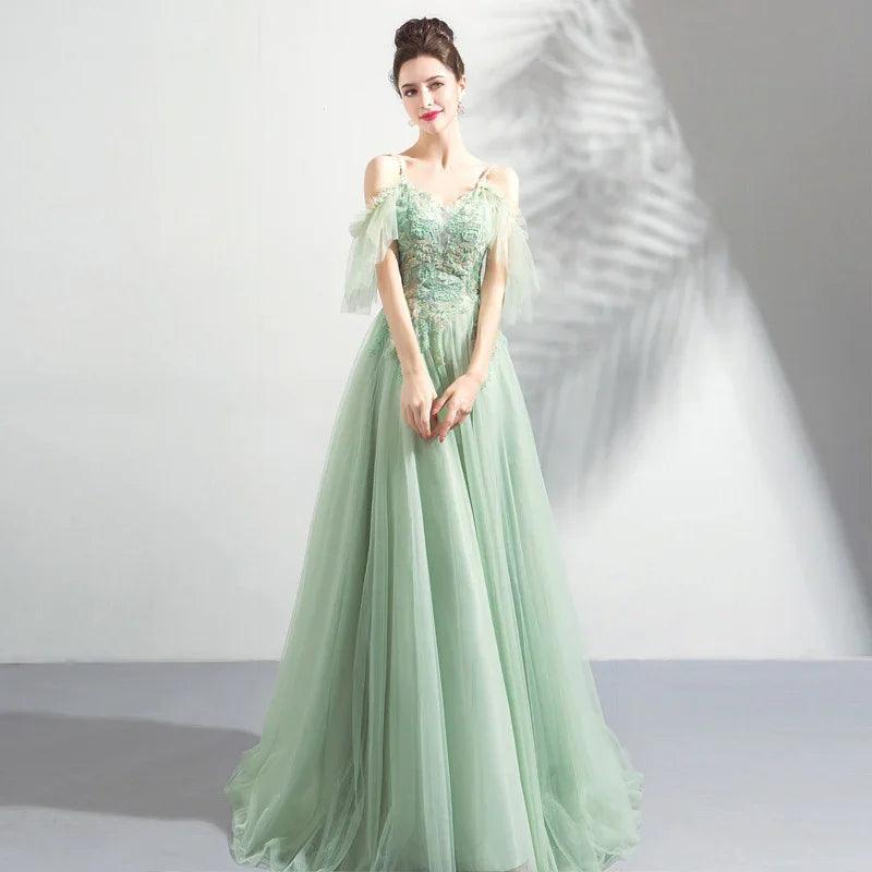 Off-the-shoulder Mint Green Bridal Wedding Dinner Annual Party Dress EX-STOCK Canada