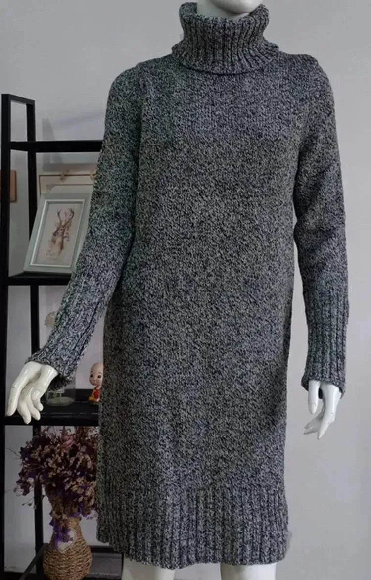 Autumn Winter Cashmere Mini High Neck Sweater Dress - EX-STOCK Canada