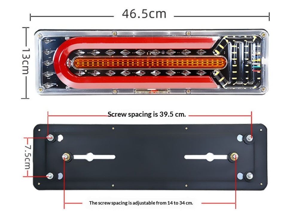 24V universal truck rear light assembly multicolor LED tail light pair for trucks