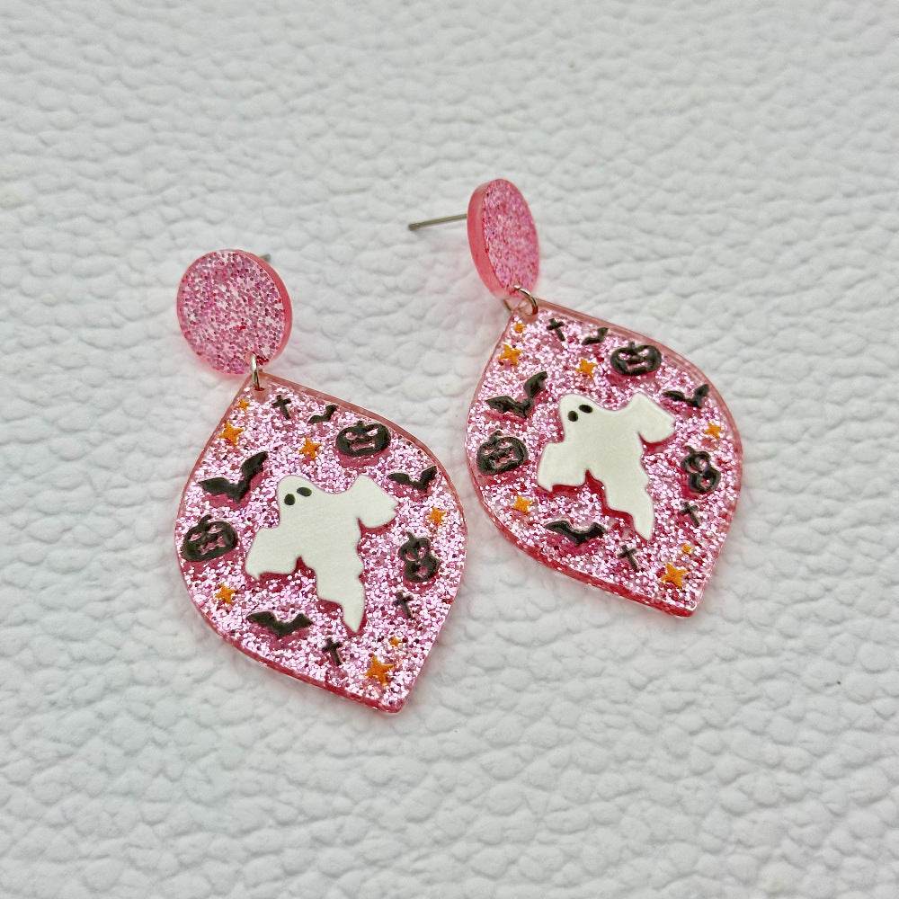 Halloween Day Ornament Colorful Ghost Eyes Funny Acrylic Earrings For Women - EX-STOCK Canada