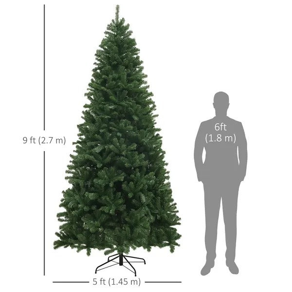 9ft Artificial Christmas Trees With 2132 Branch Tips, Auto Open And Steel Base, Green EX-STOCK Canada