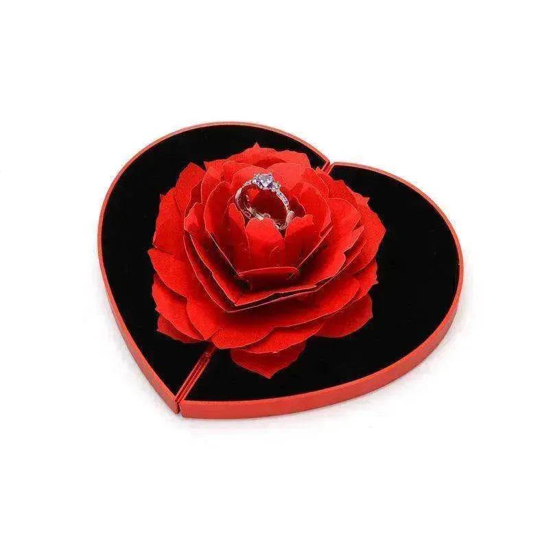 3D Love Box Heart-shaped Rose Flower Rotating Ring Box Valentines Day Gift - EX-STOCK Canada