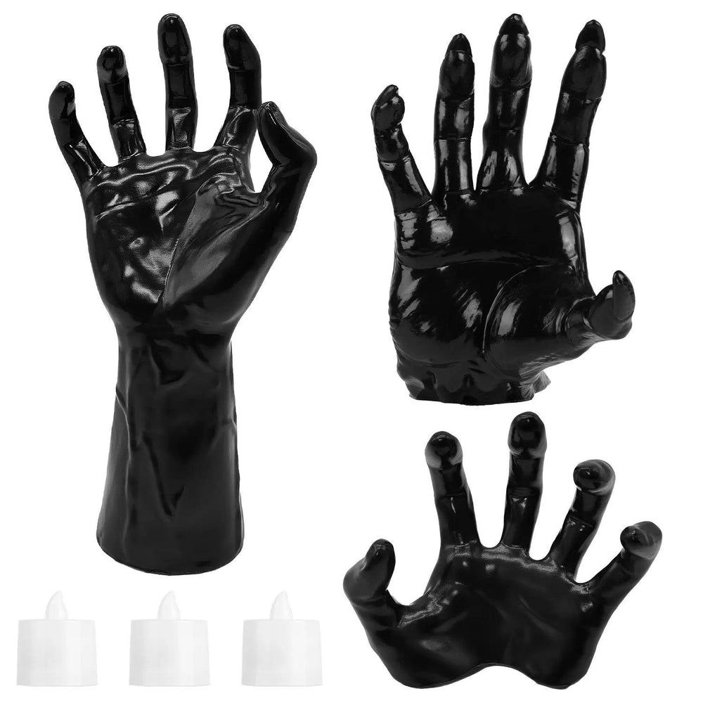 3Pcs Creepy Reaching Hands With Lighted Candles Wall Mounted Halloween Decoration Witch Devil Hand Aesthetic Goth Gothic Life Sized Horror Hands Hanging Sculpture - EX-STOCK Canada