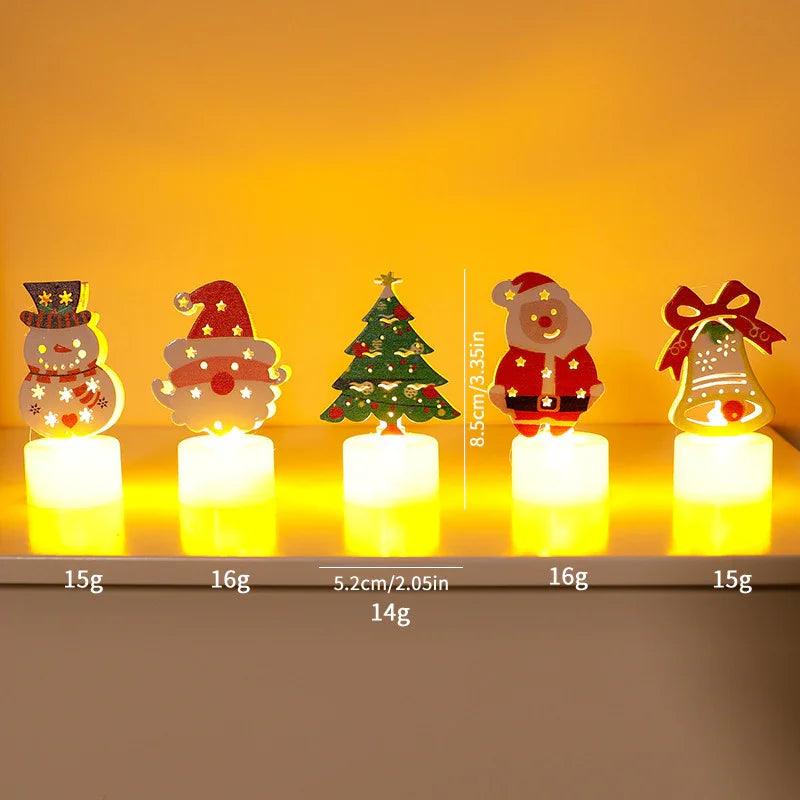 Bougies électroniques LED Lumières Arbres de Noël Père Noël Bonhommes de Neige Bougies Créatives Petites Veilleuses Ornements Décoratifs pour la MaisonEX-STOCK Canada