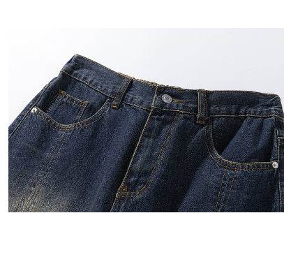 American-style Retro Washed Split Design Denim Shorts For Men Jeans - EX-STOCK Canada