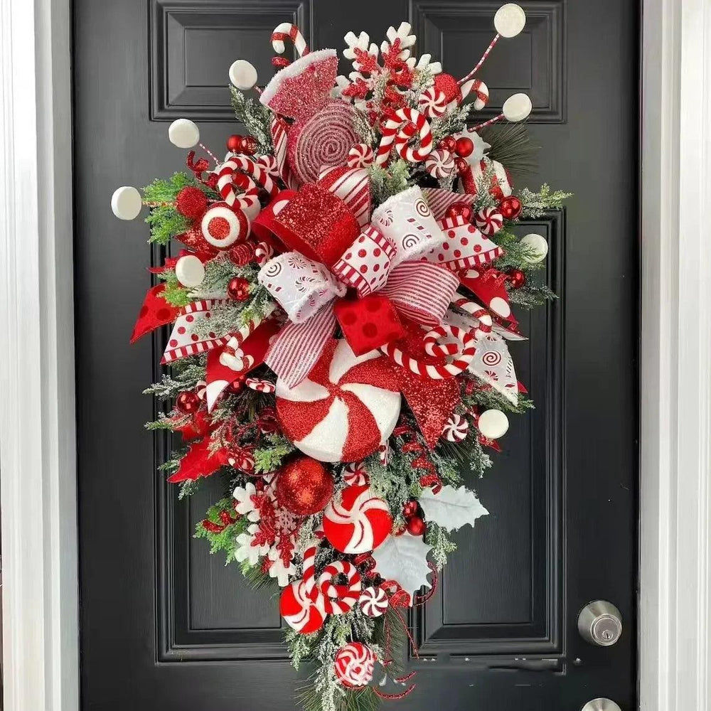 Christmas Wreath Candy Upside Down Tree Garland Artificial Xmas Ornament Hpme Porch Window Door Wall Hanging Decoration EX-STOCK Canada