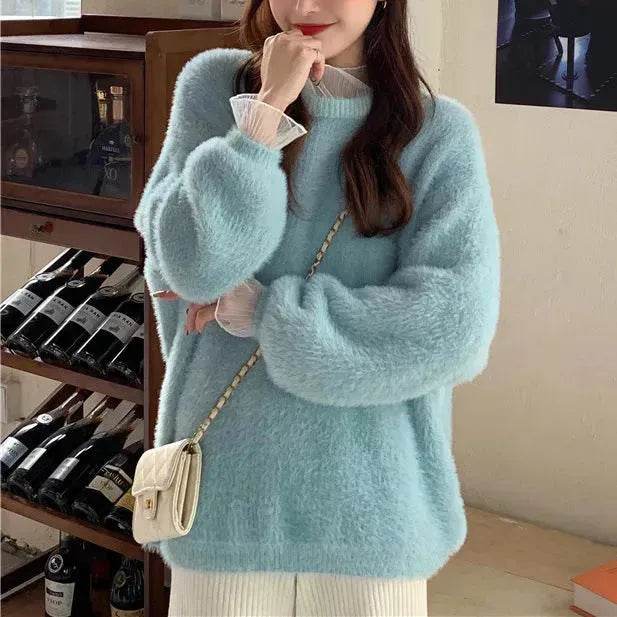 Autumn Winter Mink-like Wool Thick Plush Pullover Sweater for Women - EX-STOCK Canada