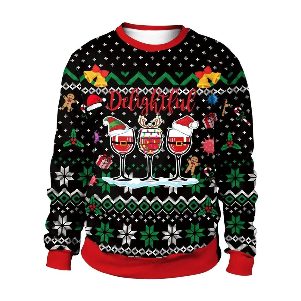Men And Women Digital Printing Christmas Round Neck Sweater Tops - EX-STOCK Canada