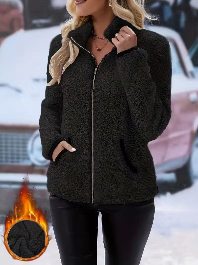 Double-Sided Fleece Zip-Up Cardigan - Casual Plush Hooded Jacket for Men Women Winter Warm Outerwear | EX-STOCK product gallery photo 10
