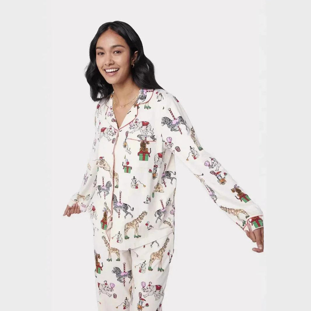 Christmas Printed Long-sleeved Trousers Autumn Ladies Home Leisure Suit EX-STOCK Canada