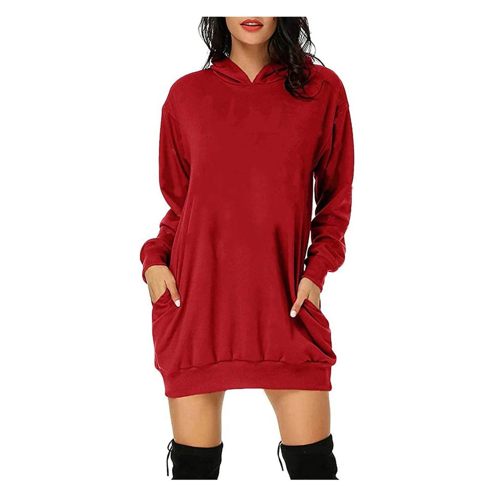 Women Solid Color Hat Dress Sweater Loose Feature Long Sleeves - EX-STOCK Canada