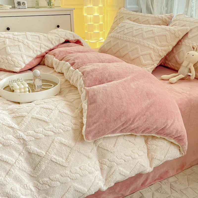 Winter Thickened Tailian Milk Fiber Soft Thermal Duvet Cover Sheets EX-STOCK Canada