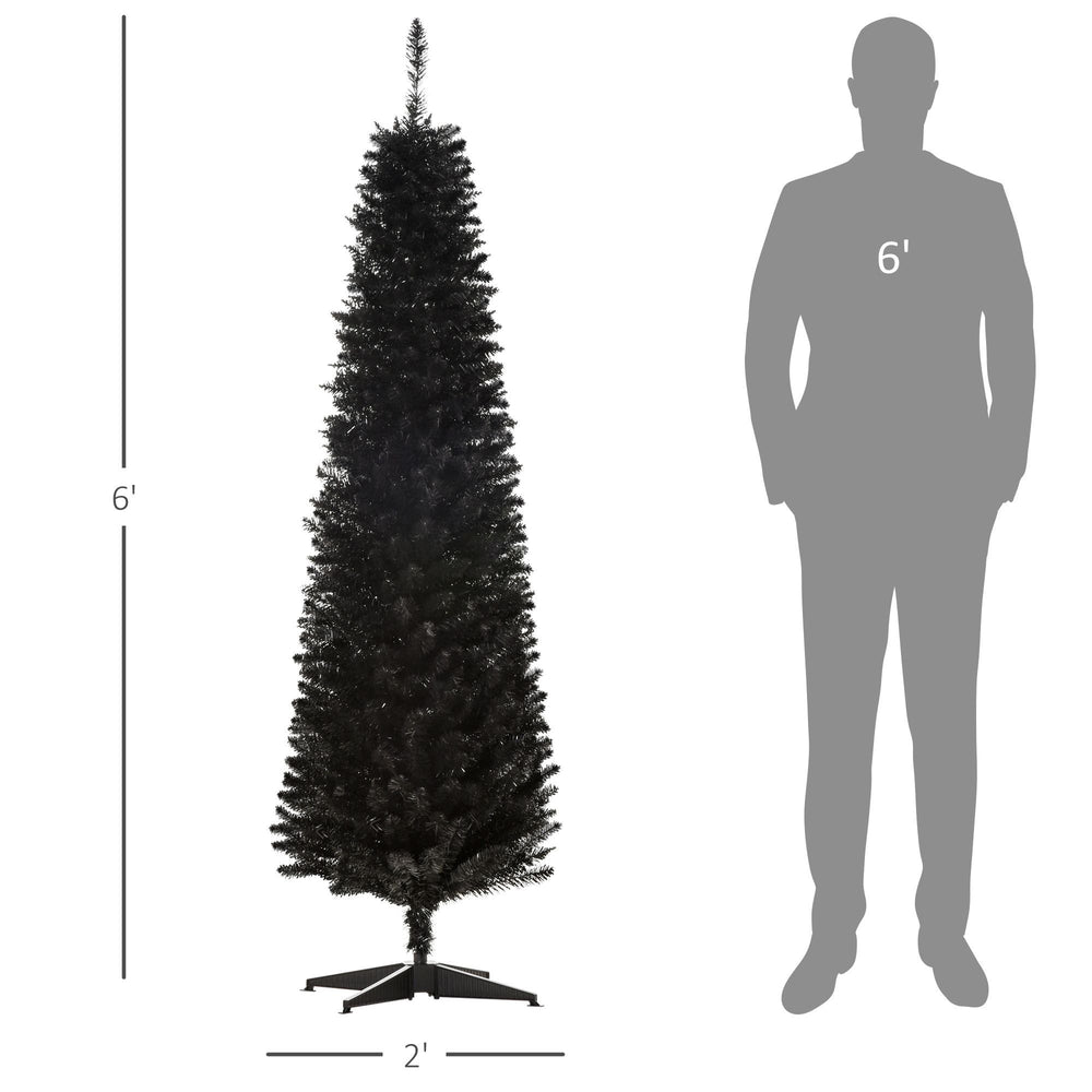 6 Pencil Christmas Tree, Slim Artificial Xmas Tree With Realistic Branches, Sturdy Metal Stand, Black EX-STOCK Canada