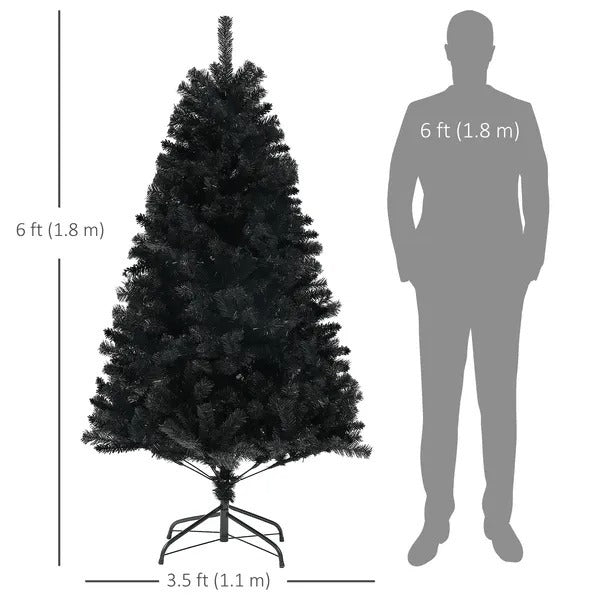 6ft Artificial Christmas Trees With Auto Open And Steel Base, Black EX-STOCK Canada