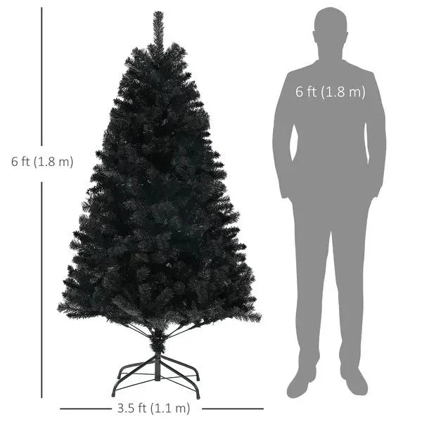 6ft Artificial Christmas Trees With Auto Open And Steel Base, Black EX-STOCK Canada