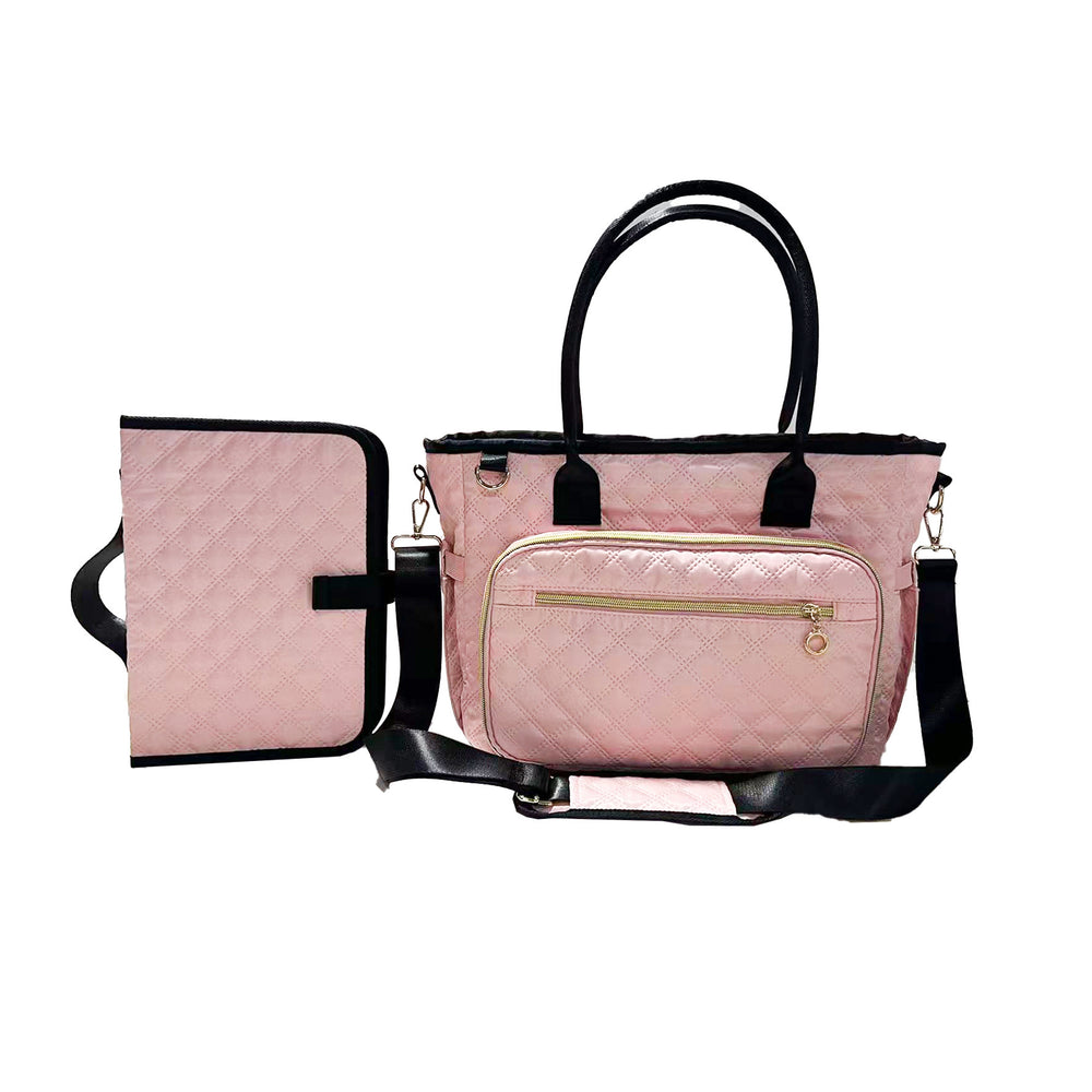 Large-Capacity Waterproof Diaper Bag Backpack – Oxford Cloth, Black & Pink
