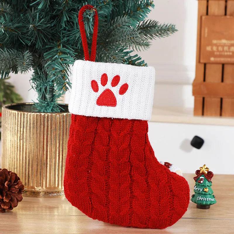 Cute Letters Christmas Stockings Decorative Creative Tree Pendant Wool Knitted Socks - EX-STOCK Canada