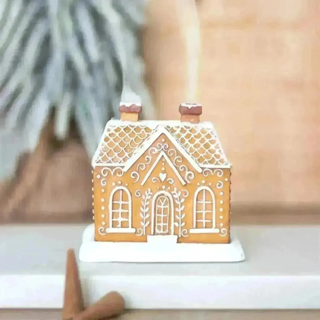 Christmas Snow Top Resin Ginger Cake Cottage Incense Burner - EX-STOCK CANADA