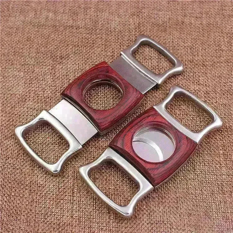 Creative Stainless Steel Thickened Wood Inlaid Cigar Cutter - EX-STOCK CANADA