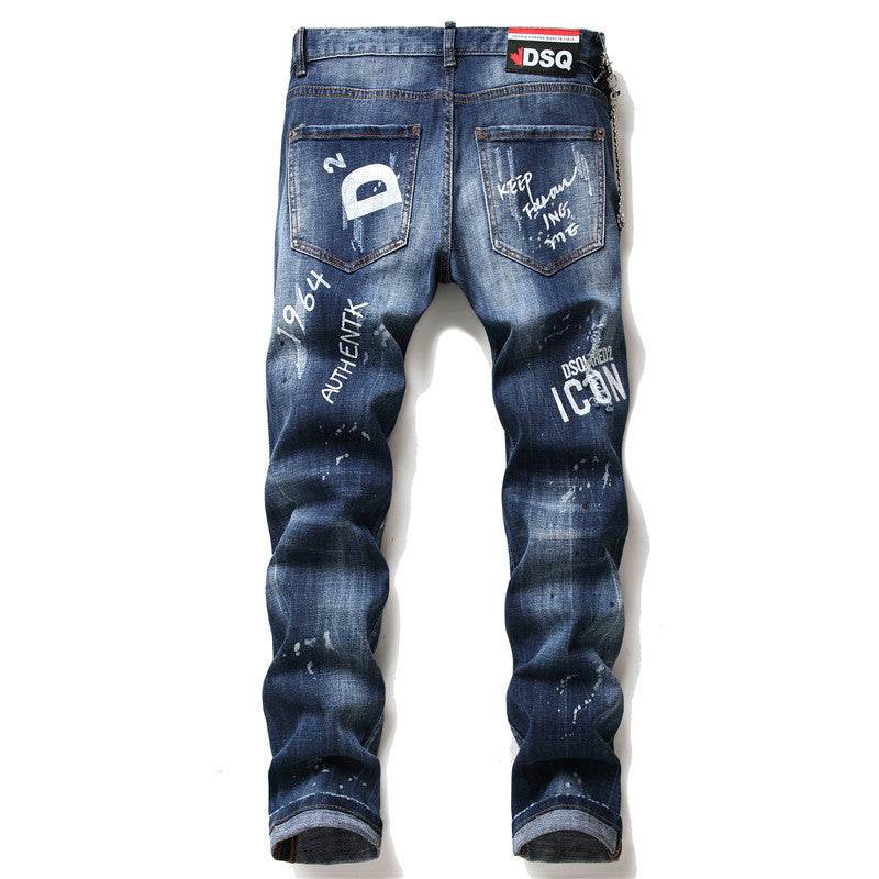 men jeans famous D2 Men slim jeans pants mens denim trousers zipper blue hole Pencil Pants - EX-STOCK Canada