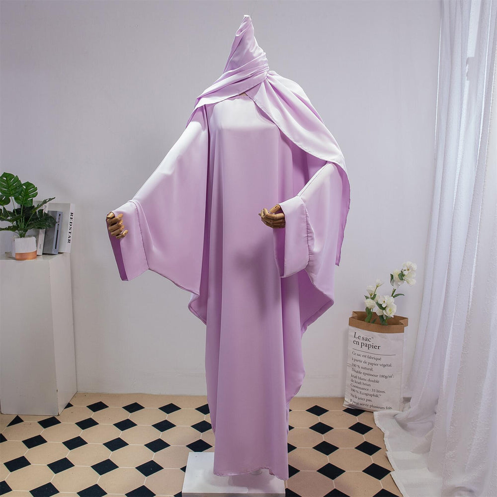 Solid Color Arabic Dress Women's Robe With Headscarf - EX-STOCK Canada