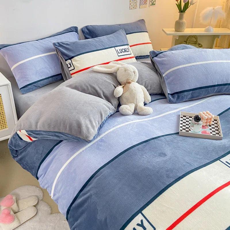 Winter Thickened Milk Fleece Bed Four-piece Coral Flannel Duvet Cover EX-STOCK Canada