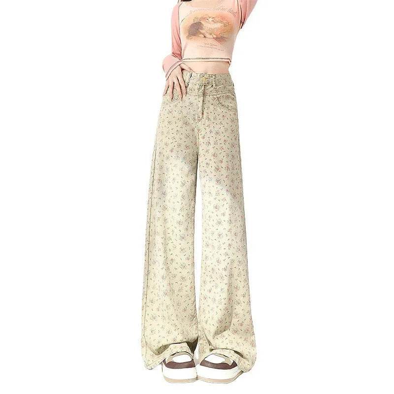 Mint Mambo Green Floral Baggy Jeans Pant For Women - EX-STOCK Canada