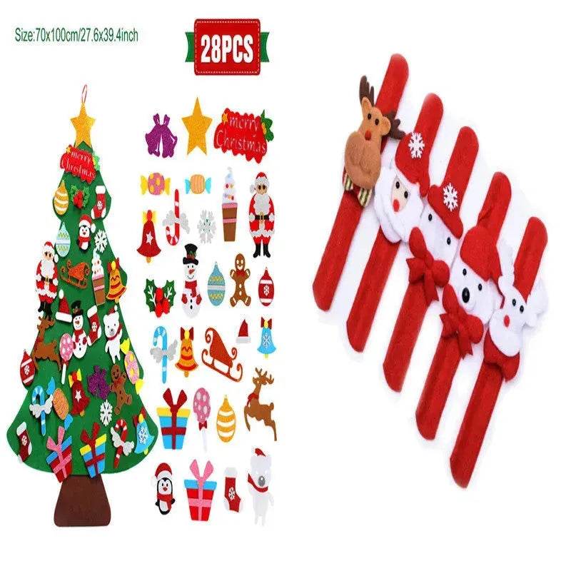 DIY Felt Christmas Tree New Year Toddler Kids Handmade Gift Toys Door Wall Hanging Ornaments Holiday Party Home Decor Set - EX-STOCK Canada