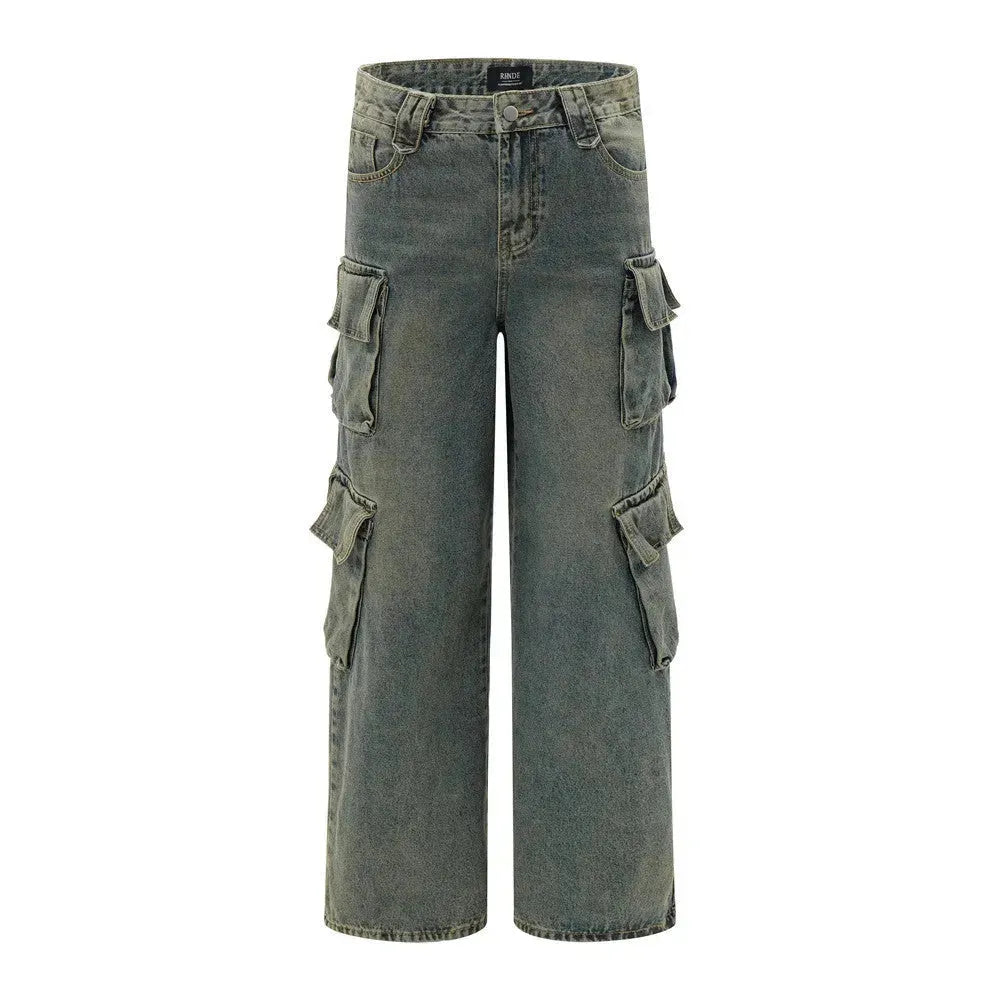 Punk Distressed Washed Denim Jeans Cargo Pant Men - EX-STOCK CANADA