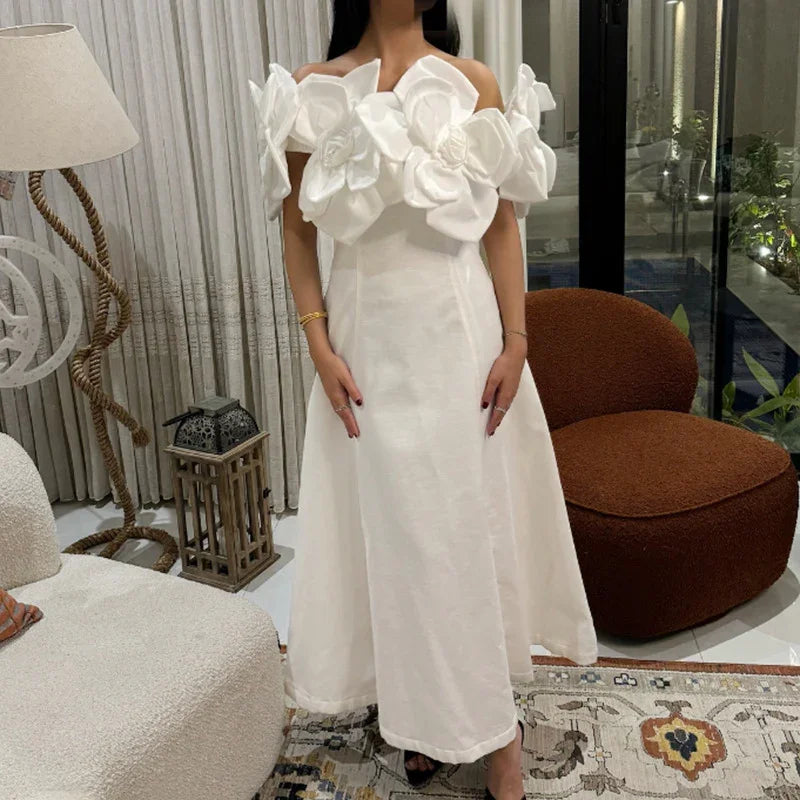 Fashion Heavy Industry Women's Three-dimensional Flower Design Dress EX-STOCK Canada