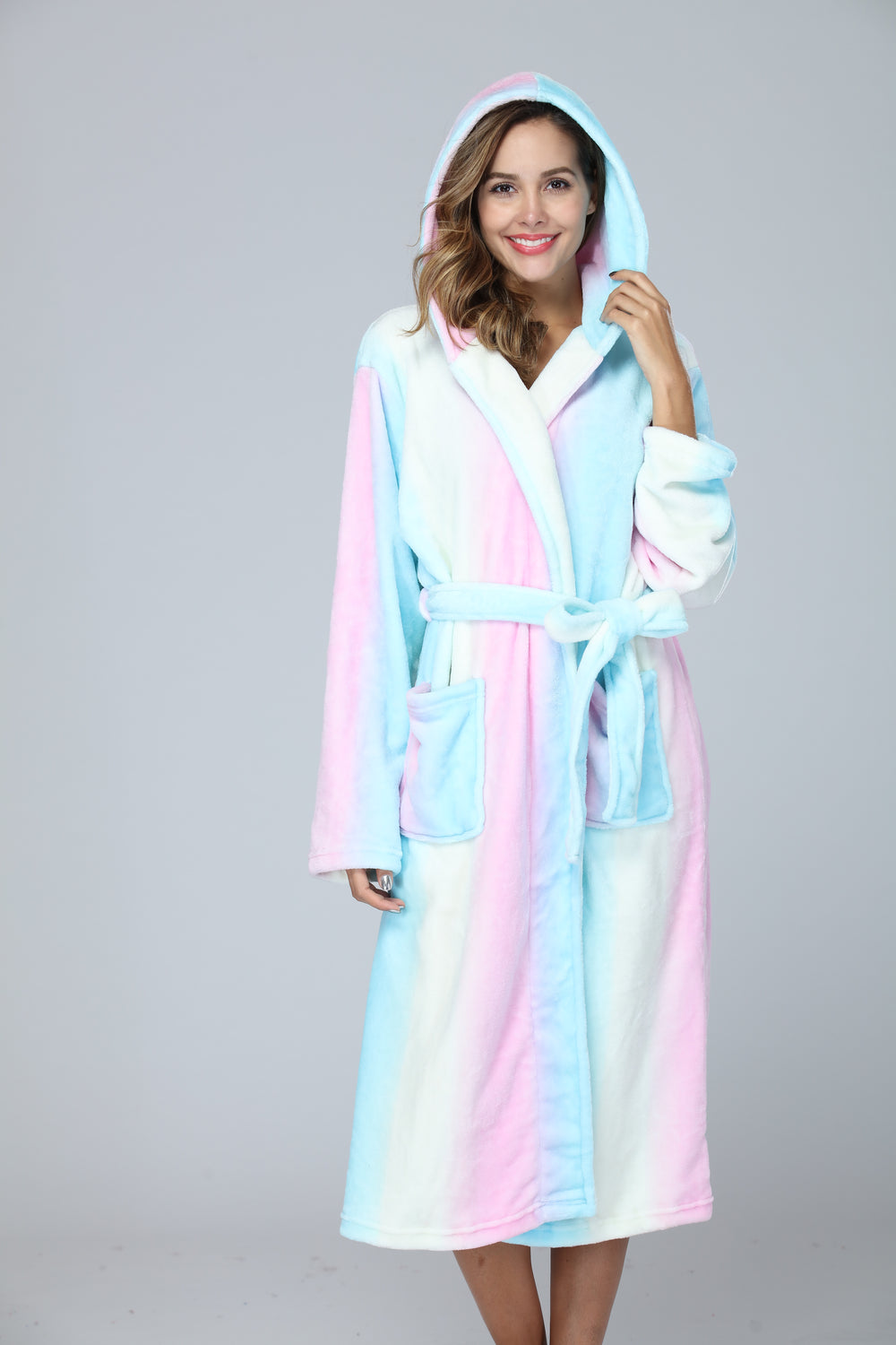 RONGTAI Womens Long Robes Plush Fleece Nightgown Thick Hooded Bathrobe With Pockets Fluffy Sleepwear For Men EX-STOCK Canada
