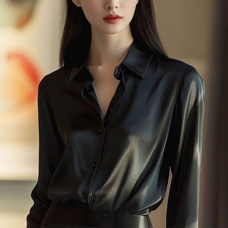 Professional Office Business Retro Unique Chic Satin Silk Blouse shirt Top for women - EX-STOCK Canada