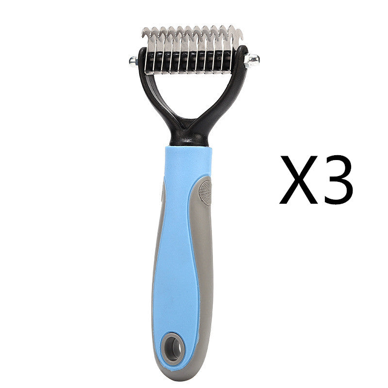 Pet Dematting Comb – Stainless Steel Knot Remover for Dogs & Cats | Blue 3 pc