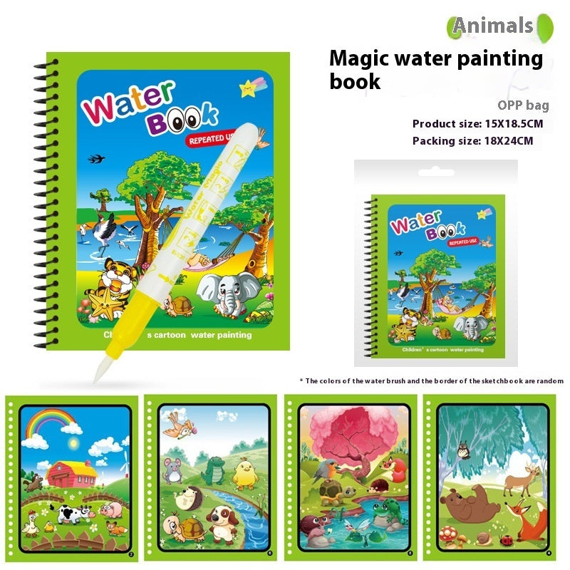 Magic Water Coloring Book for Kids – Paint with Water, Colors Appear & Disappear (6 Styles)