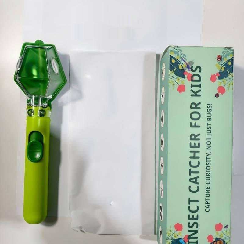 Green insect catcher for kids with packaging on a white background