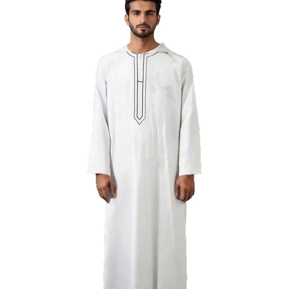 Long Sleeve Embroidered Hooded Men's Muslim Robes - EX-STOCK Canada