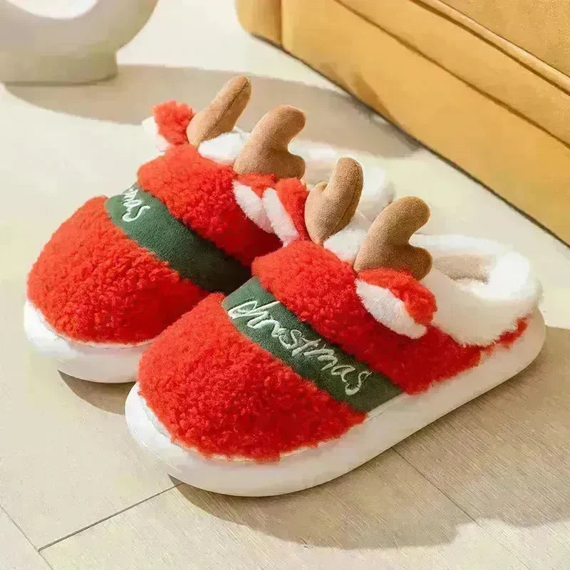 Christmas Shoes Winter Home Slippers Elk Soft Cozy Bedroom Slipper Slip On House Shoes - EX-STOCK CANADA