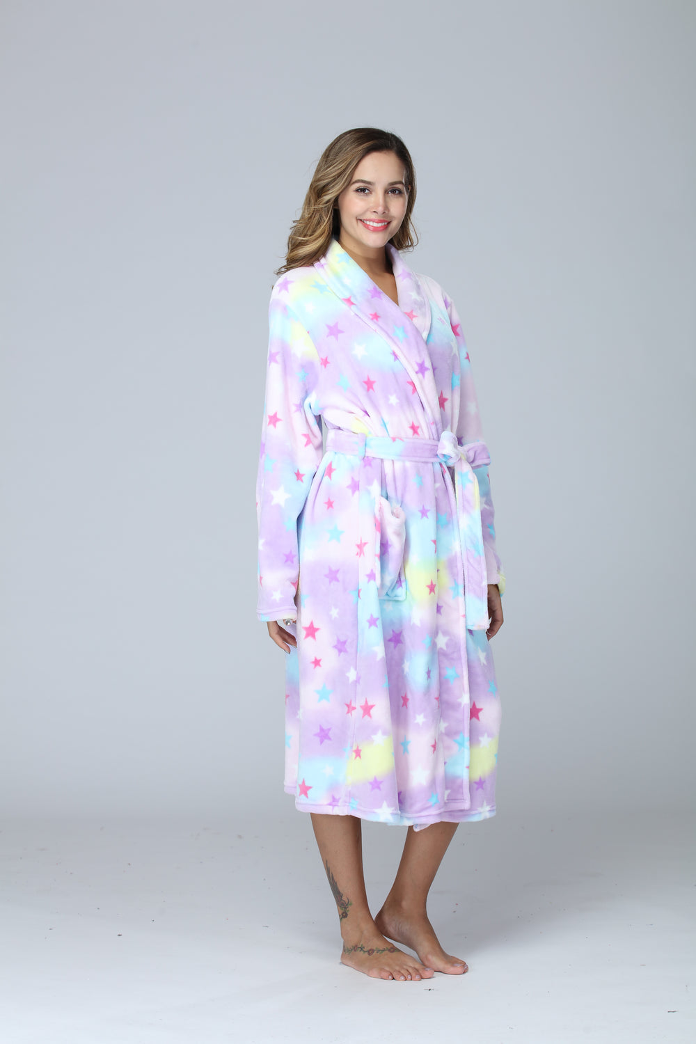 رونغتاي للنساء روب طويل من الفرو الصوفي، قميص نوم سميك مع قبعة وجيوب، ملابس نوم ناعمة للرجالEX-STOCK Canada